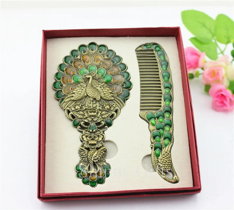 

Peacock Design Peacock Cosmetic Mirror Comb Set Wedding Gifts Birthday Gifts