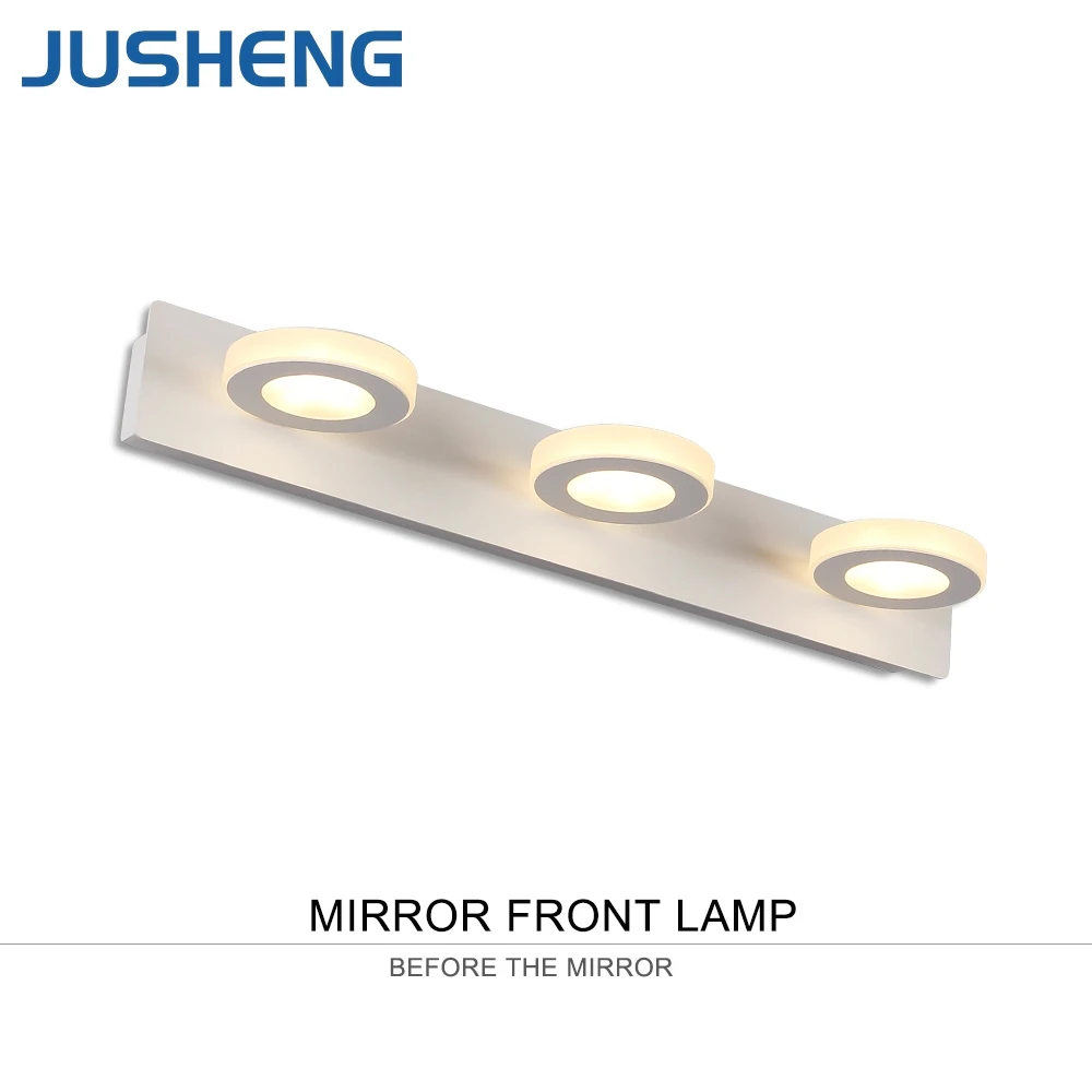 JUSHENG 3-lights Bathroom LED Mirror Light with waterproof driver White Acrylic LED Wall Lamps Indoor