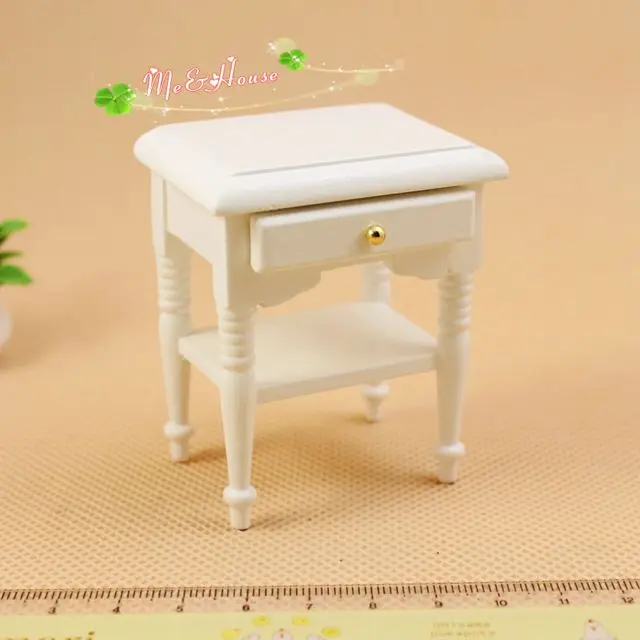 Dollhouse Miniature European Bedside Table White Sideboard Model Doll