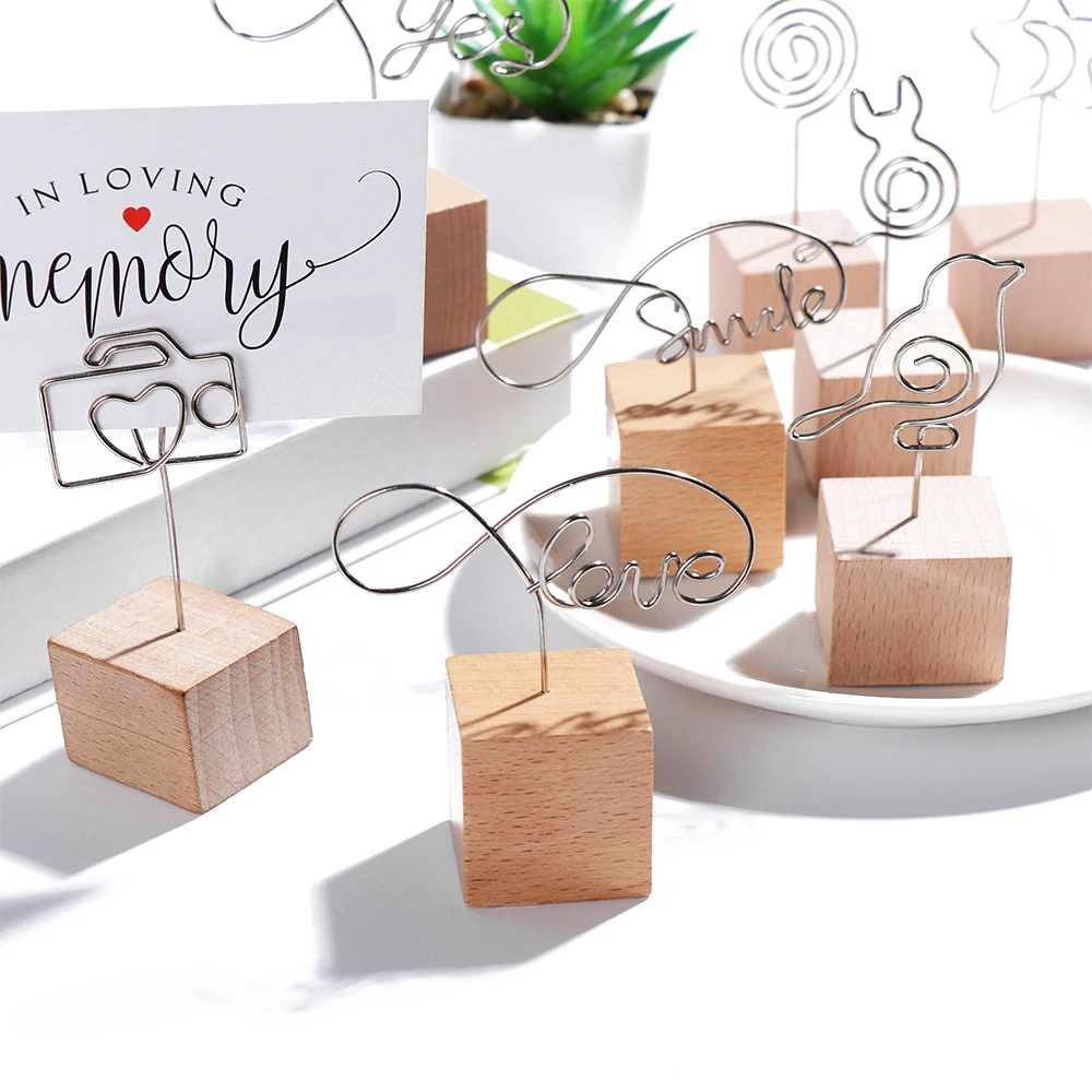 

1 PC Creative Wood Photo Clip Simplicity Wedding Decor Desktop Ornaments Photo Clip Memo Picture Frame Holder