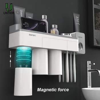 

UNTIOR Magnetic Adsorption Toothbrush Holder Inverted Cup Wall Mount Bathroom Cleanser Storage Rack Bathroom Accessories Set