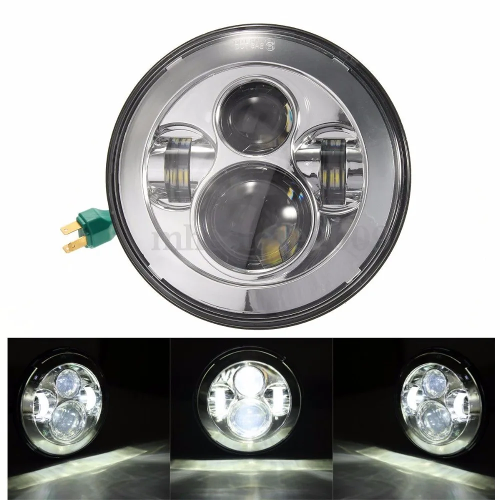 Phare projecteur LED 7  pouces chrome Harley Davidson