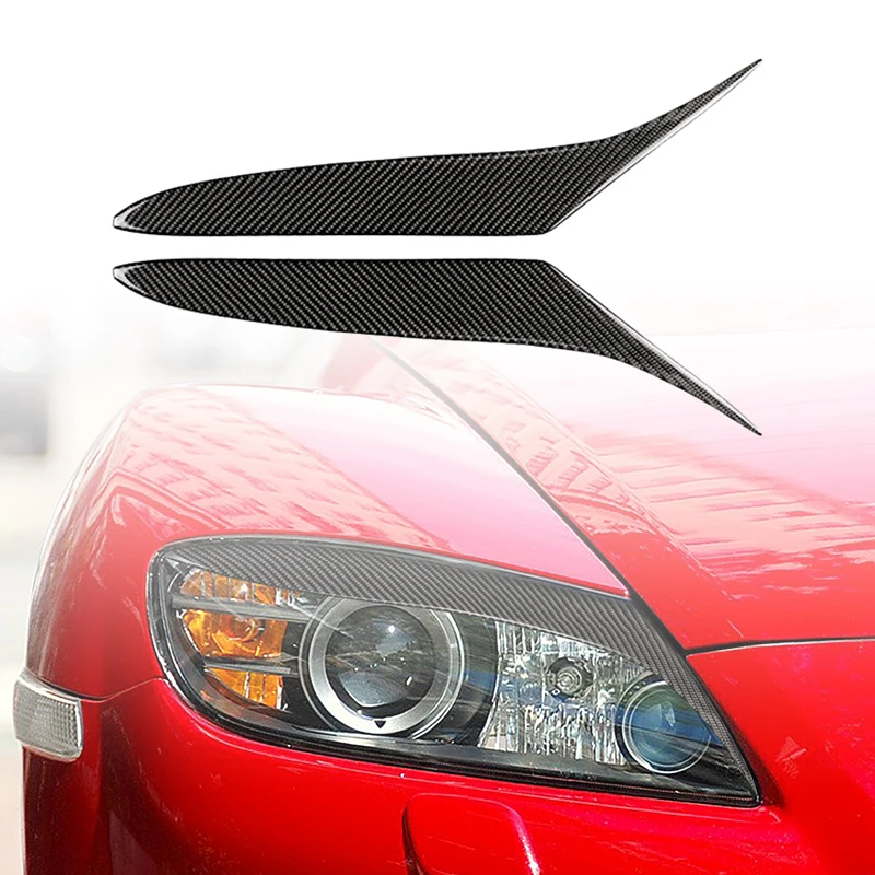 Наклейка на фары автомобиля брови Декор защита для век для Mazda RX8 Coupe 2004-2008 углеродное волокно узор черный