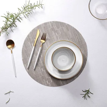 

Round Solid Color Painting Placemats Cup Bar Mat Kitchen Accessories PVC Waterproof Oilproof Dining Coffee Table Bowl Pads 35cm