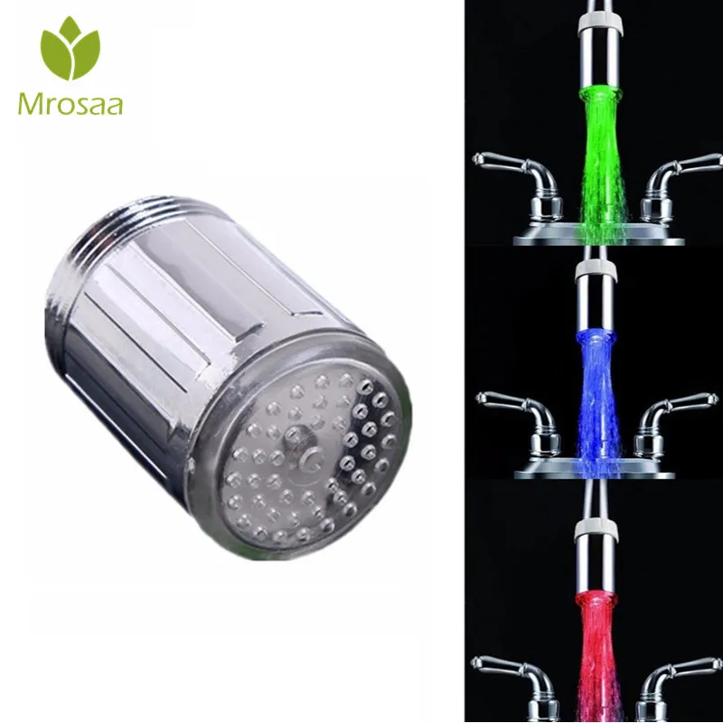 

Mrosaa M24 LED Faucet Tap Aerators Temperature Sensor 3 Color Changing RGB Glow Kitchen Bathroom Faucet Heads Tap Nozzle