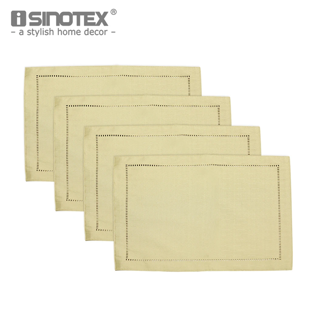 4 PCS/Set Christmas Red Gold Hollow Out Placemat Table Mats Pads Lace