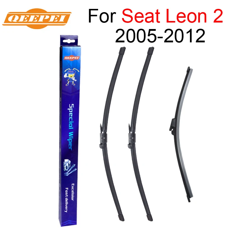 QEEPEI Front and Rear Wiper Blade no Arm For Seat Leon 2 2005 2012 High quality Natural Rubber