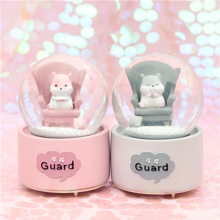 

Hamster crystal ball with light snow music box children's creative birthday gift sky city beauty and beast birthday music note