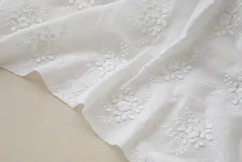 

off white lace fabric with 3D flower, cotton lace fabric