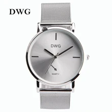 DWG de Colores de la Marca Mujeres de Cuarzo Reloj de Plata del Metal de la Pulsera Relojes Analógicos Vestido de Las Señoras Mano Reloj de Plata Reloj Montre Femme