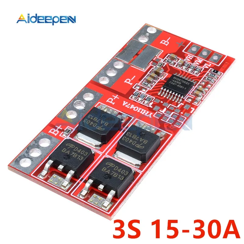 

3S 15A 30A Max 12.6V Li-ion Lithium Battery 18650 Charger Board PCB BMS Module Short Circuit Overcharge Overcurrent Protection