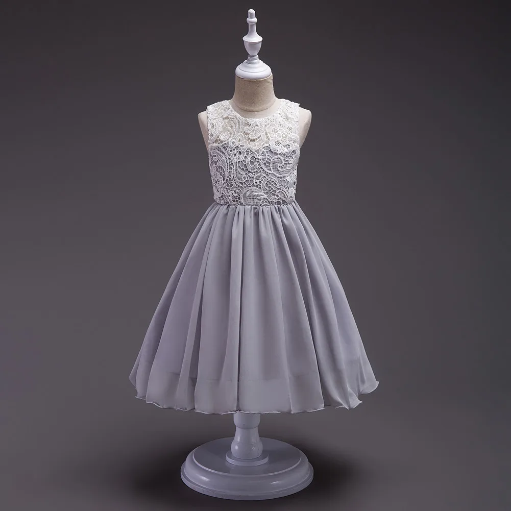 

kids clothing for sale Sleeveless Casual Party Dress New Arrive Sundress Pink and White Girls Silver Grey Flower Girl Dresses