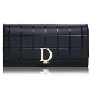 

2020 New Fashion Plaid Pattern Women Long Purse Famous Brand D Letter Hasp Checks Lady Wallet Phone and Card Holder Clutch Bag