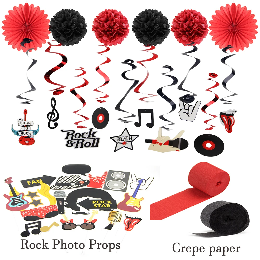 Rock On Heavy Metal Themed Party Room Decorating Kit Hanger Swirls Rock