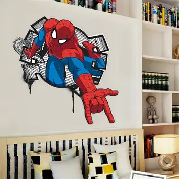 

3D Popular hadsome Spiderman for the world cartoon home decal wall sticker adesivo de parede for kids room decor child gifts