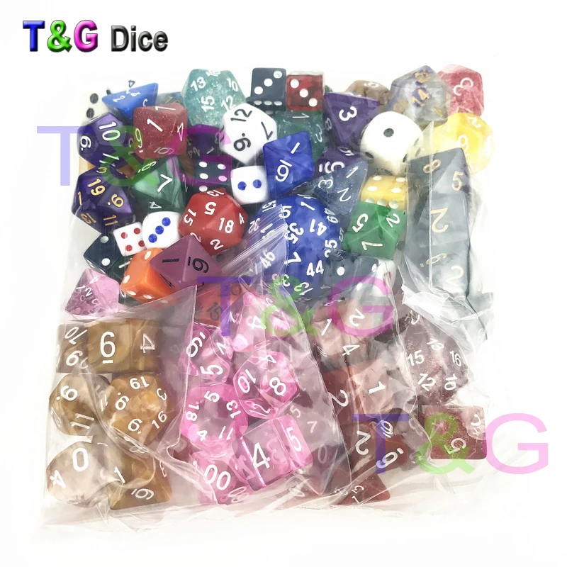 T & G النرد عشوائي الجملة السائبة البلاستيك متعدد جانب 100 قطعة/المجموعة في الاستوكاستك اللون/نمط للترفيه /حزب لعبة/هدية
