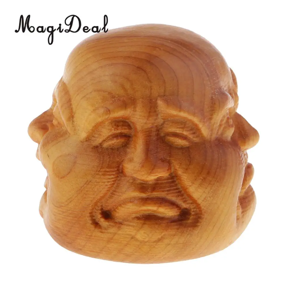 Collectibles Chinese Hand Carved wooden Tibetan Buddhism Buddha head Statues