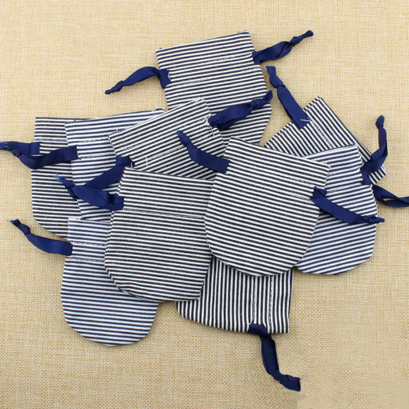 

9x12cm Handmade Striped Cotton Drawstring Packaging Gift Bags for Coffee bean Jewelry Pouch Wedding Favors Rustic Folk Christmas