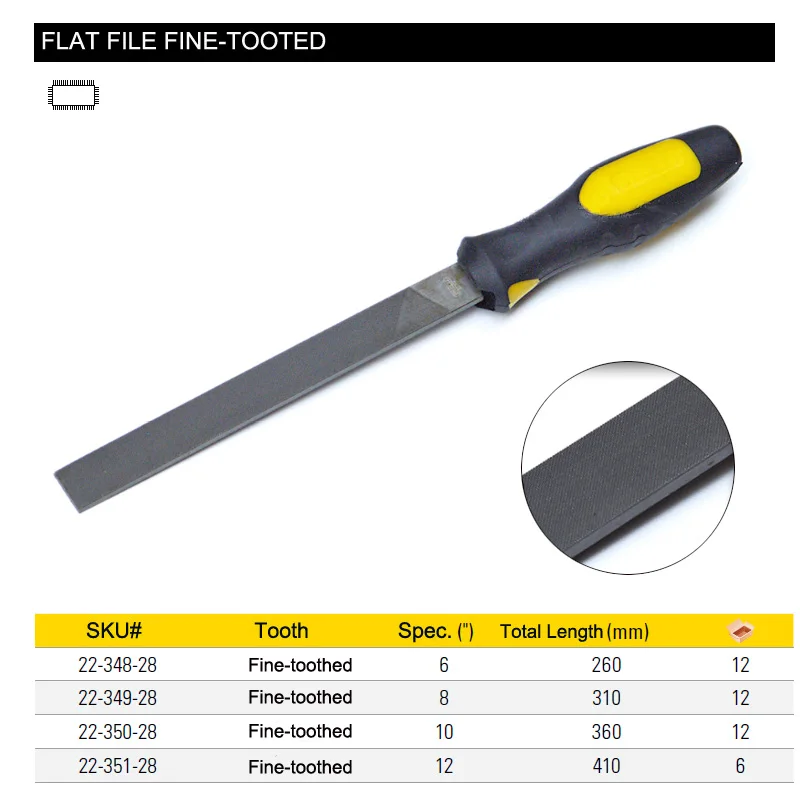 22-340 fine-toothed flat files size