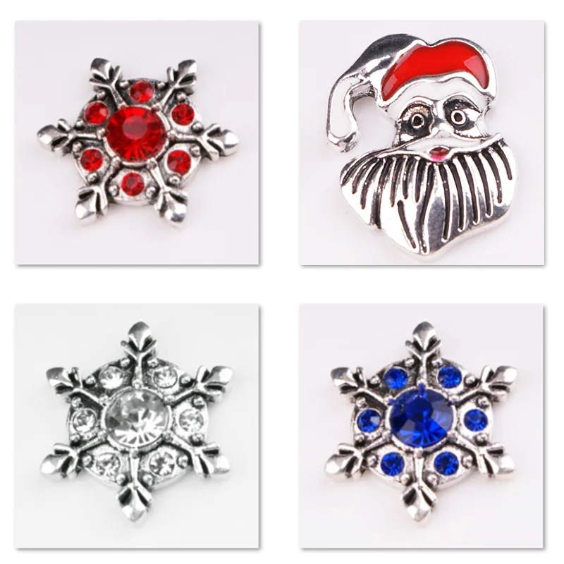 

XH9400 Christmas snowflake Snowman crystal 18mm Metal snap button DIY bracelet
