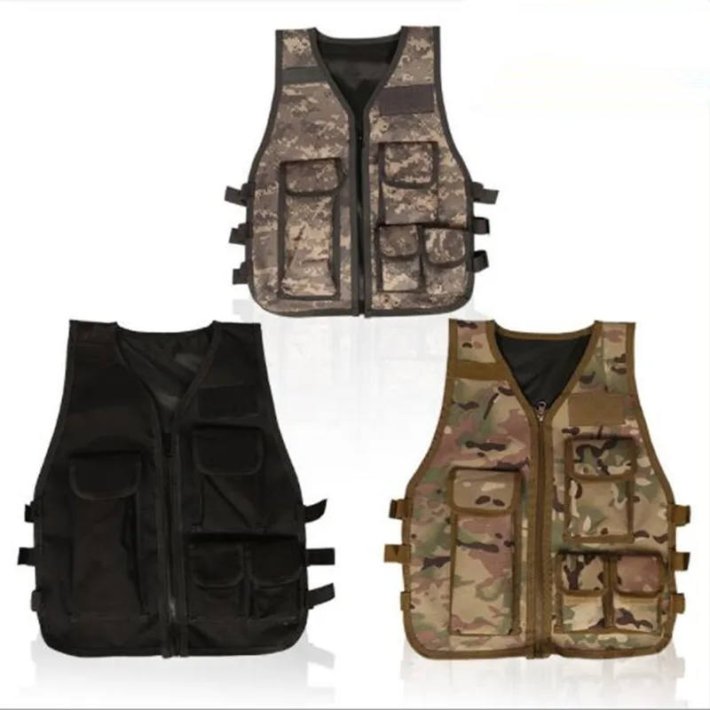 

Children CS Field Game Camouflage Tactical Vest Outdoor Camping Shooting Army Training Multi-pocket Adjustable Combat Waistcoat