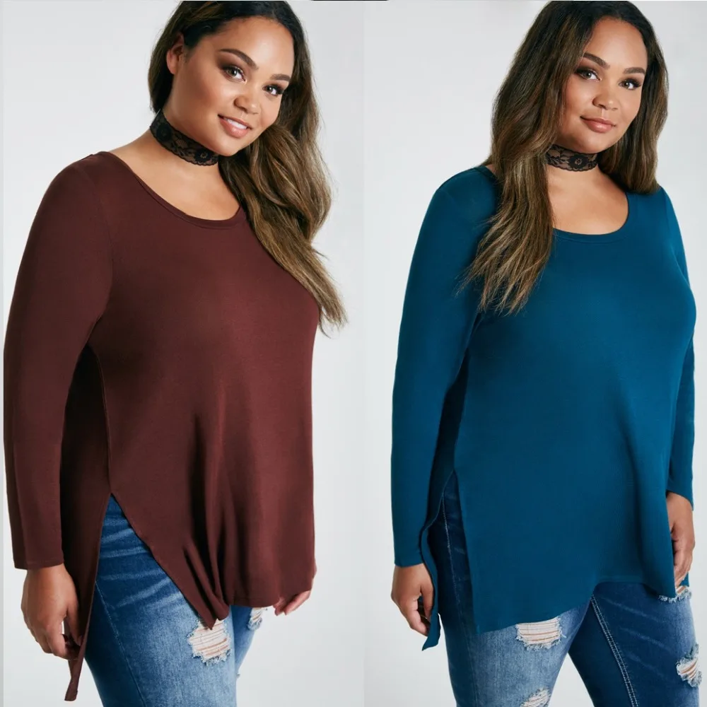 Новинка 2017 осенняя черная рубашка с длинным рукавом женская блуза футболка 6XL