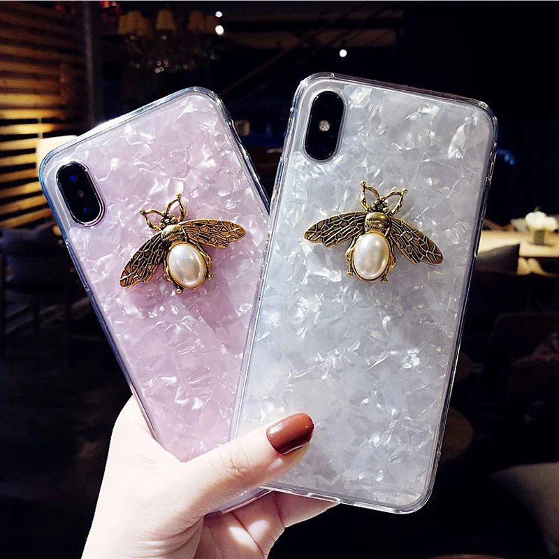 

Cases for iphone XS MAX XR X 8 7 6 6S Plus Case Conch shell Pattern Bee Soft Silicone Phone Back Covers For iPhone X