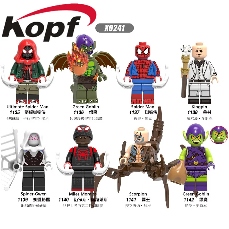 

Single Sale Legoing Building Block Super Heroes Ultimate Spider-Man Green Goblin Spider-Gwen Figures For Children Toys X0241