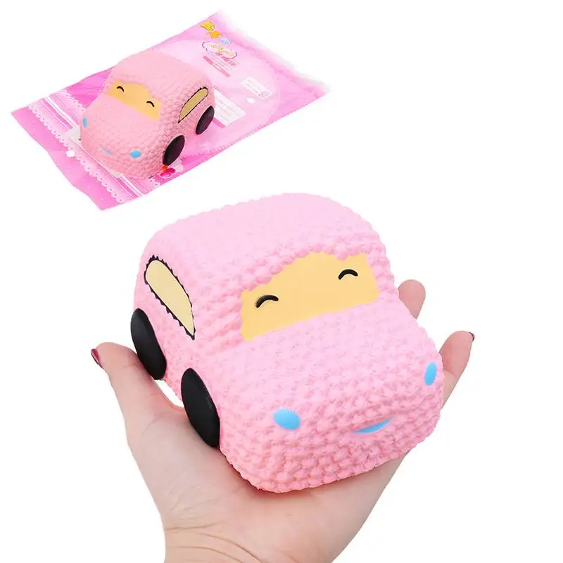 Для мягких медленно поднимающихся Jumbo мультфильм смайлик автомобиль гонщик розовый торт мягкая медленно поднимающаяся игрушка ароматизированный Сжимаемый брелок на телефон в виде булочки