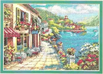 cs-1931 Cross Stitch Kit Overlook Cafe Seaside Sea Port dim 65093