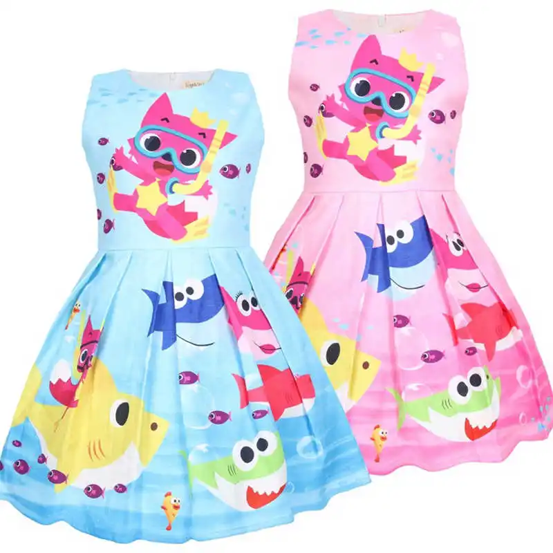 

Girls Dress Baby Shark Cartoon Summer Dresses For Girls Princess Dresses Costume toddler Sleeveless Children Clothing Colorful