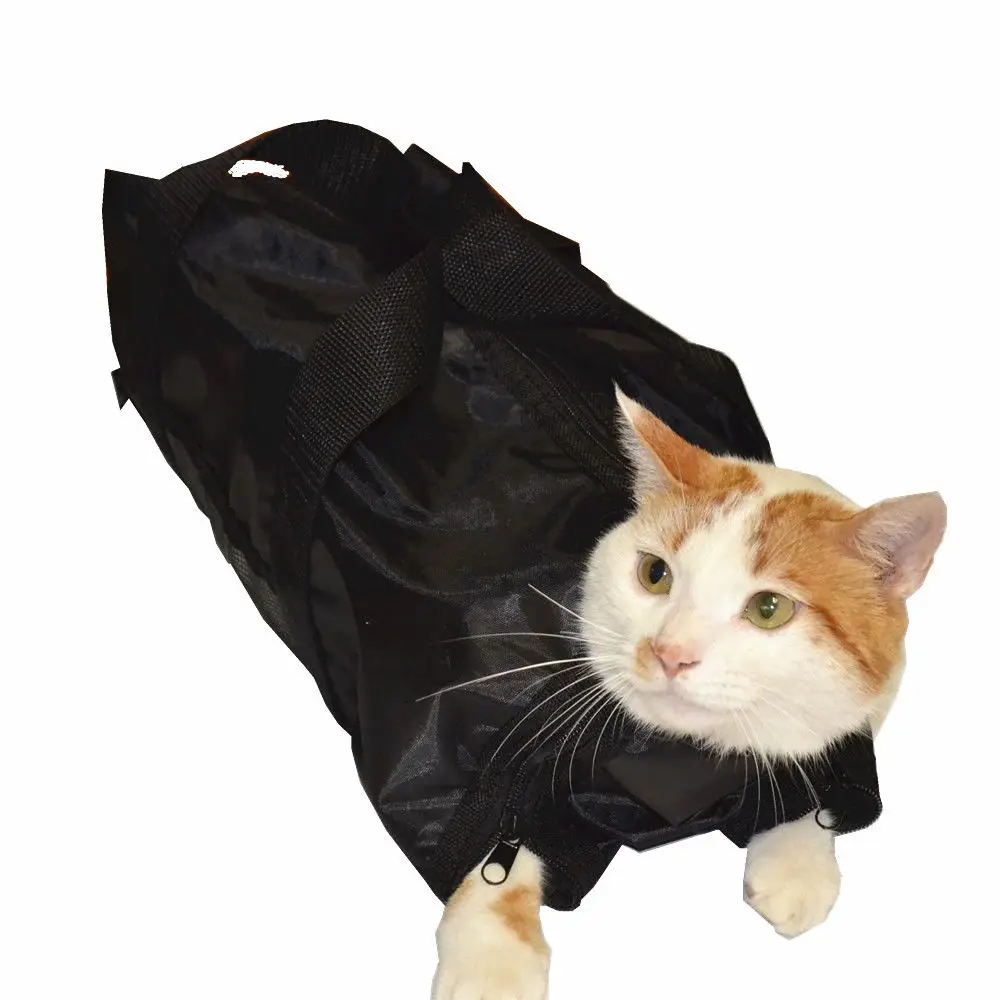 Heavy Duty Mesh Cat Grooming Bathing Restraint Bag No Scratching for Claw Nail Trimming Injecting Examing - 2 Sizes & Vet Tool Heavy Duty Mesh Cat Grooming Bathing Restraint Bag No Scratching for Claw Nail Trimming Injecting Examing - 2 Sizes & Vet Tool