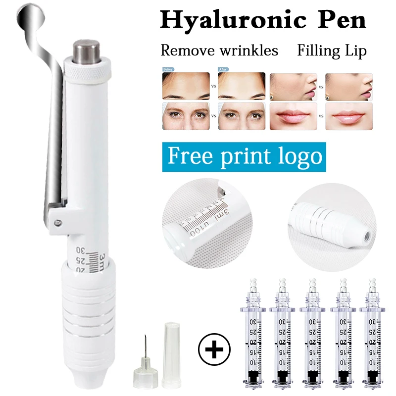 

0.3ml Hyaluronic Acid Pen with 5pcs Syringe Kit Injector Hyaluron Guns For Filling lips Wrinkle Removal Water Injection Atomizer