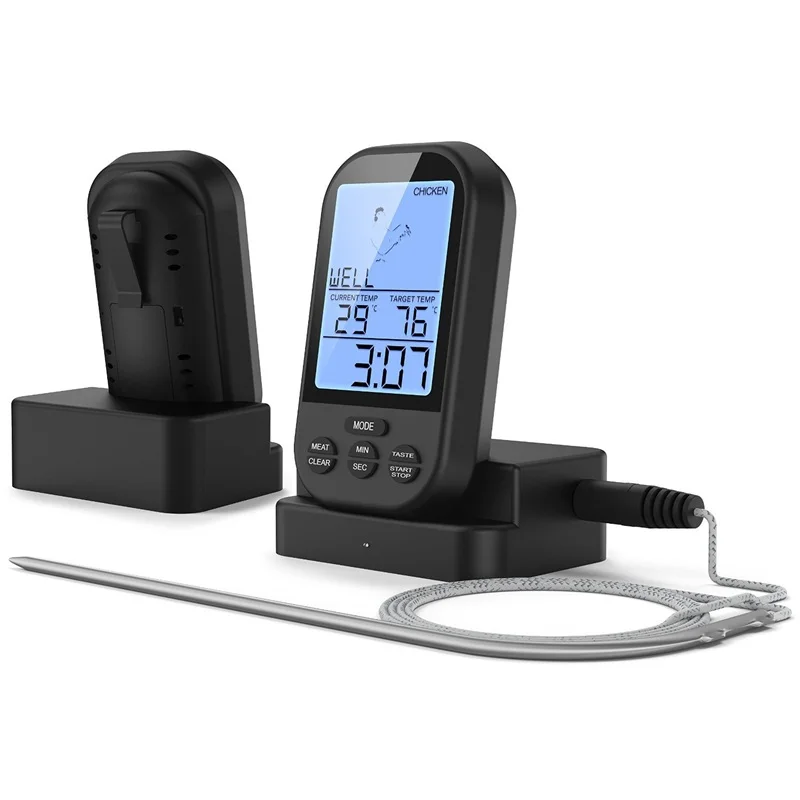 

1pc Kitchen Food Thermometer Barbecue Thermometer With Timer Wireless BBQ Useful Kitchen Supplies Family Essentialsbtmv