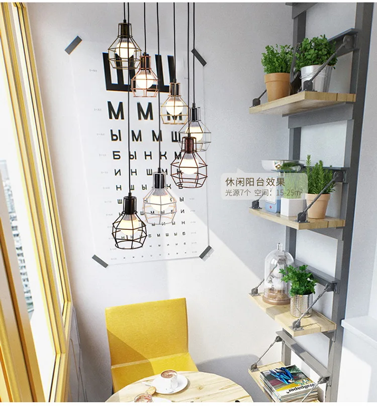 

American rural complex staircase, retro, multi head chandelier, creative restaurant, attic office, personalized combination lamp