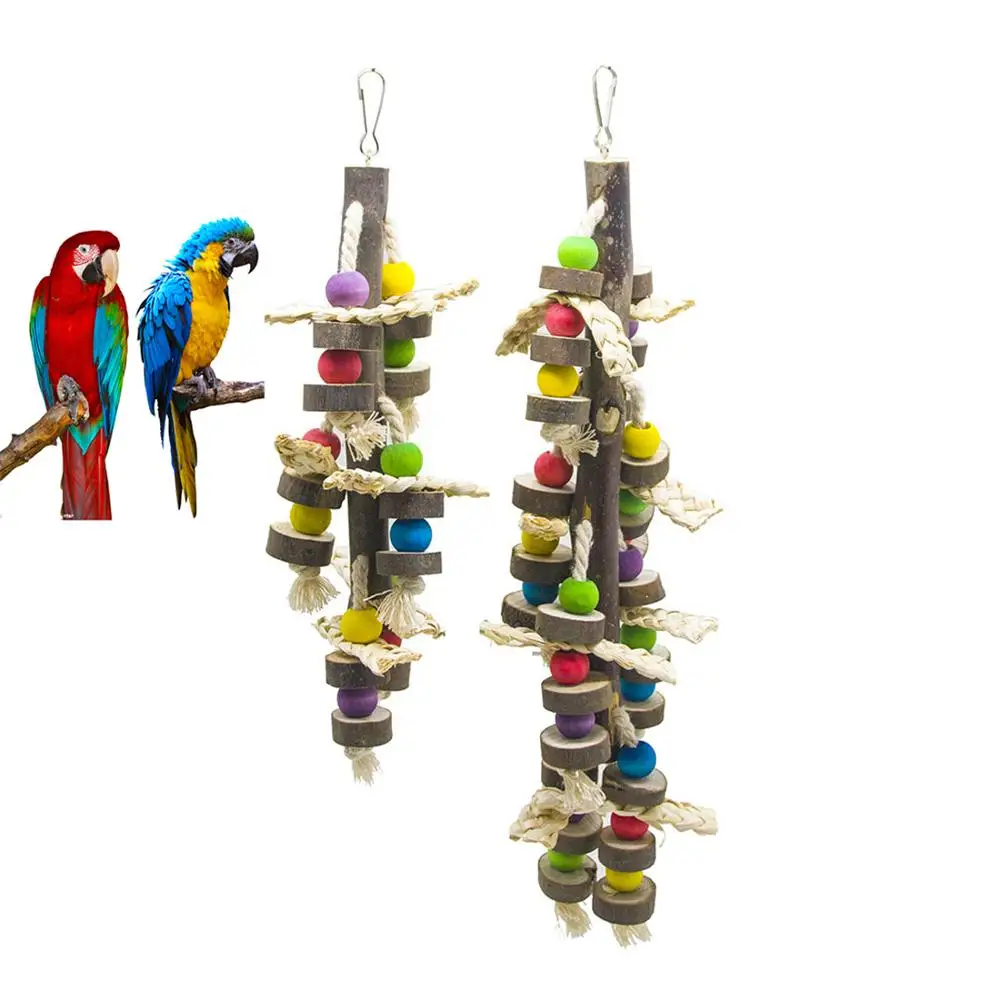 Natural Wood Bird Chewing Toys, Blocks Parrot Tearing Toys Best, for Finch,Budgie,Parakeets Love birds