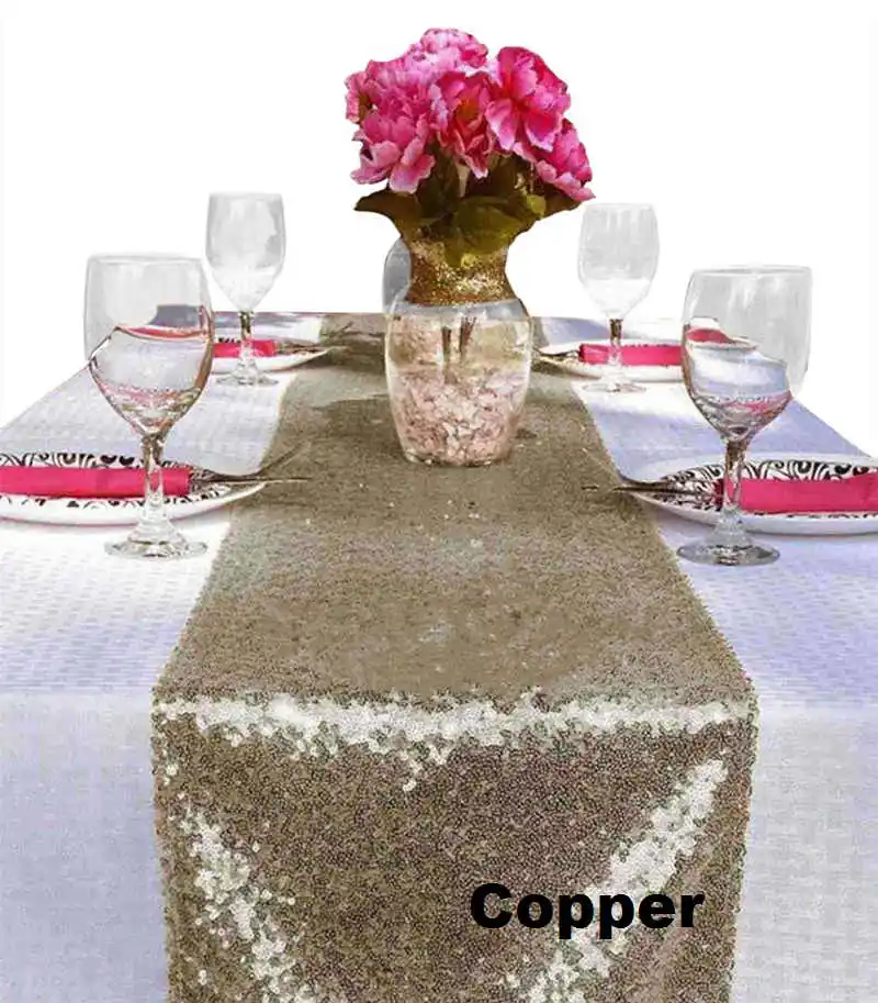 B · Y настольная дорожка с золотыми и серебряными блестками 30x180 см 30x275 см, Настольная дорожка для вечерние скатерти, свадебного декора, Настольная дорожка s-64 - Цвет: Copper