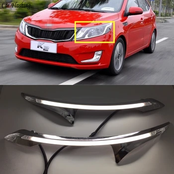 

Car flashing 2PCS LED Daytime Running Light DRL with Turn Signal Relay Car Headlight Eyebrow For Kia K2 Rio 2011 2012 2013 2014
