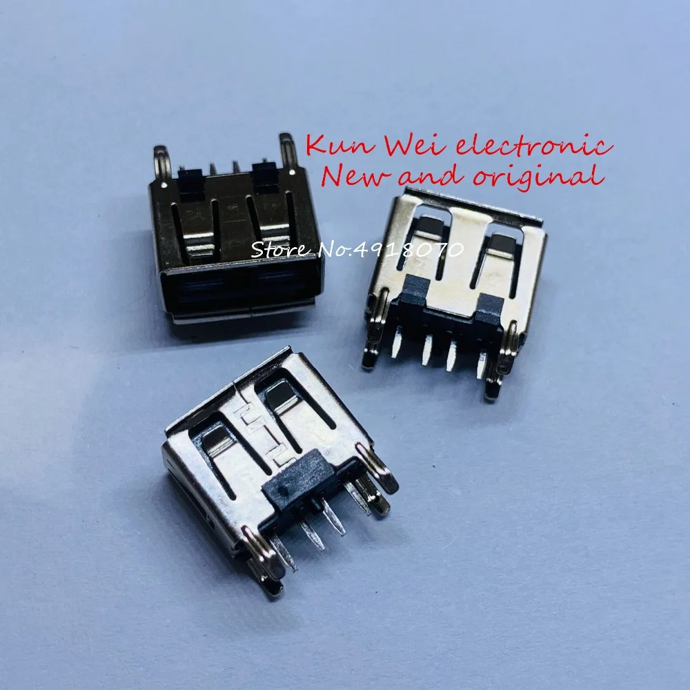 

(5Pcs/lot) A Type Flat Angle (180 Degree) 2.0 USB 4 PIN Female USB PCB Connector Socket, USB Jack Plug