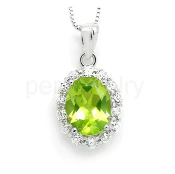 

Natural peridot pendant 1.35ct gem 925 sterling silver Origin real peridot For men or women Fine jewelry #16081708