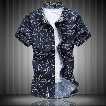 

YASUGUOJI new model shirts fashion vertical striped shirts for men printed short sleeve shirt mens business shirts 7xl size CS19
