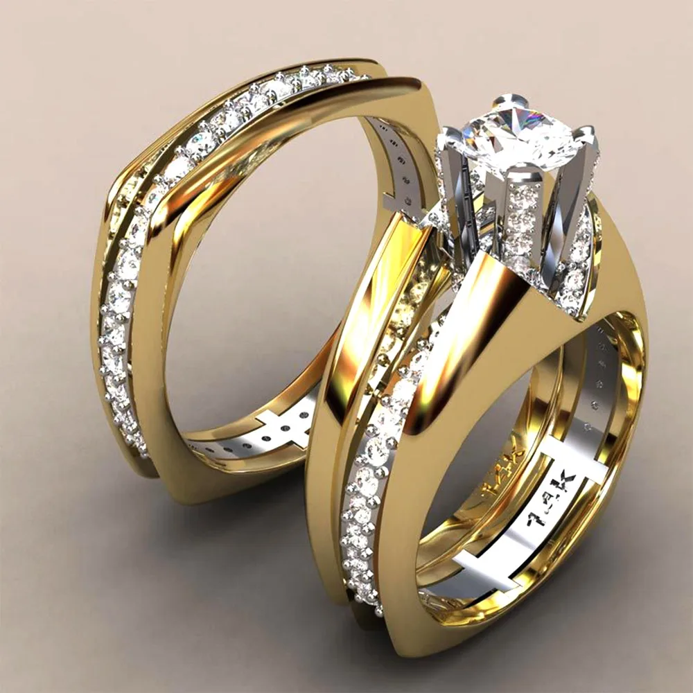 

Grade AAAAA Geometric Triangle Zircon Rings Two Tone Plating Party Gifts
