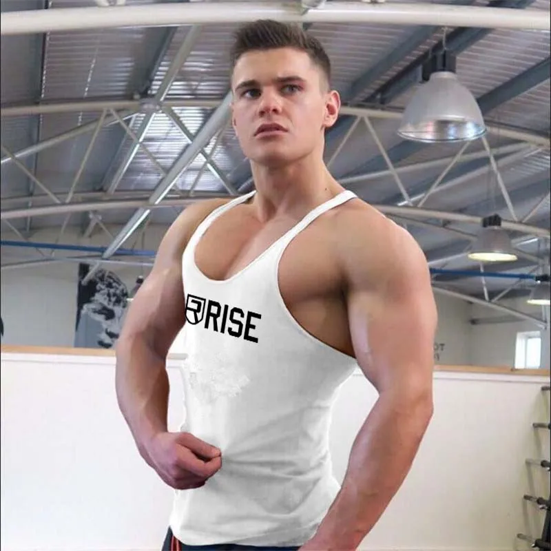 Men Tank Tops Cotton Sleeveless Undershirts RISE men Bodybuilding Tank