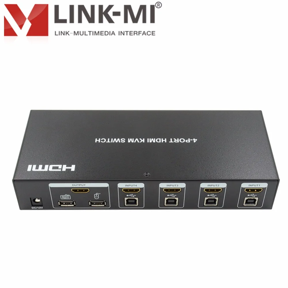 LINK-MI LM-KVM401 4x1 HDMI KVM переключатель с usb-клавиатура и Мышь 1080 p(1920x1440) Автоматическое переключение для WIN8, Linux, Unix, MAC