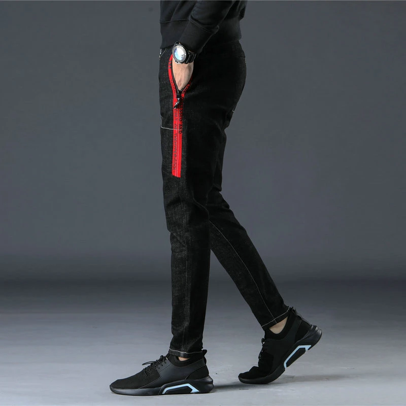 UMMEWALO черные обтягивающие эластичные мужские джинсы приталенные джинсы для мужчин модный дизайн качество стрейч джинсы брюки хлопок