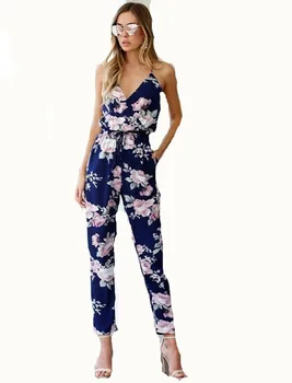 

2019 Spring New Pattern Casual Cross Strapless Backless Printed Jumpsuit Woman