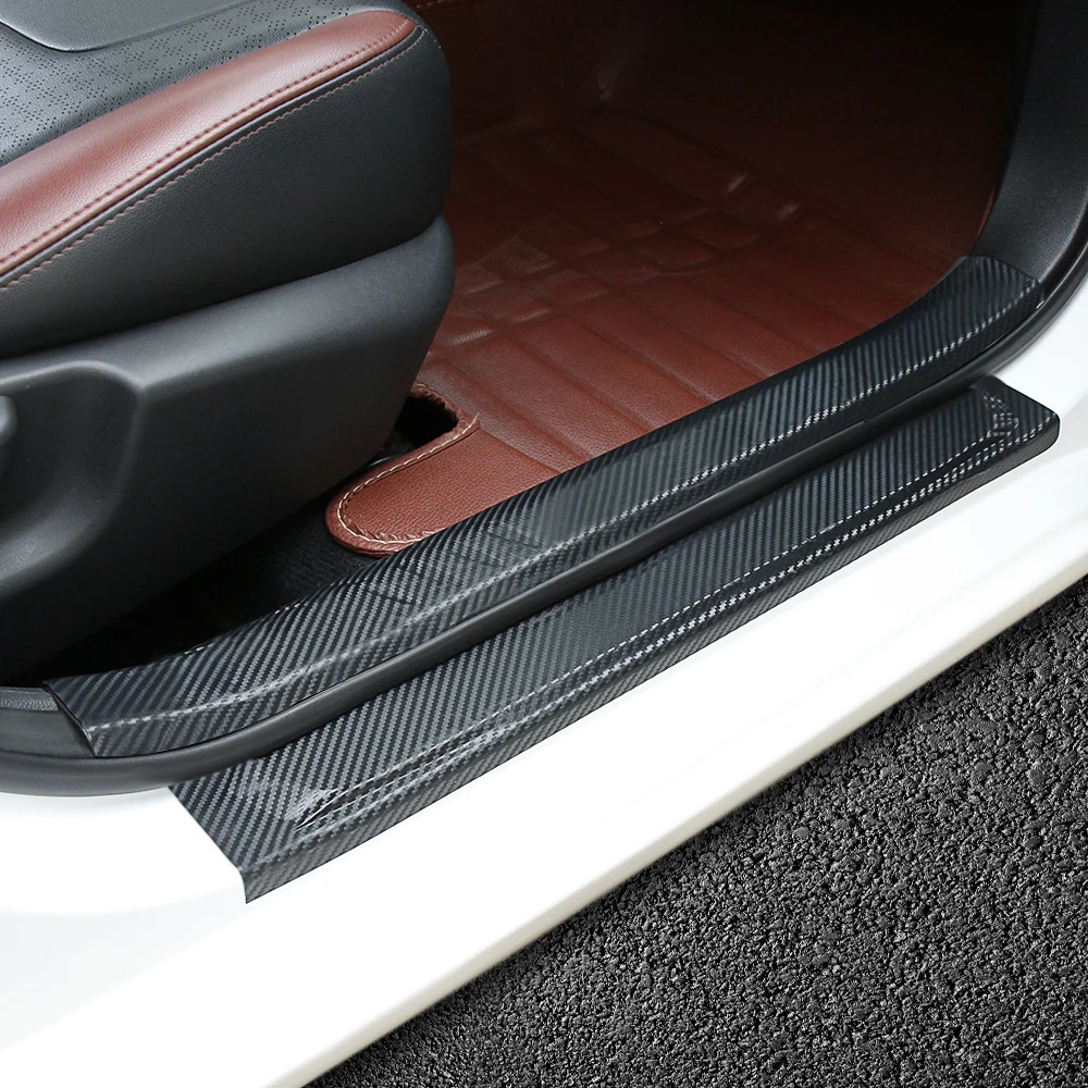 

4PCS 60cm x 6.7cm Car Stickers Universal Sill Scuff Anti Scratch Carbon Fiber Auto Door Sticker Car Accessories Styling