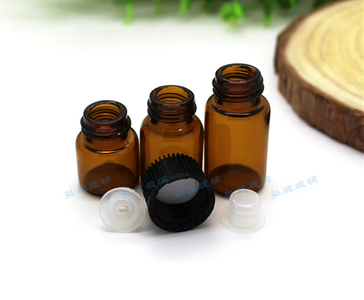 100pc/Lot 1ML 2ML 3ML Mini Amber Glass Essential Oil Bottle Orifice