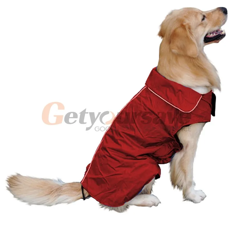 Дождевик для собак, водонепроницаемая одежда для улицы, дождевик, куртка, флисовый теплый светоотражающий, безопасный - Цвет: Red