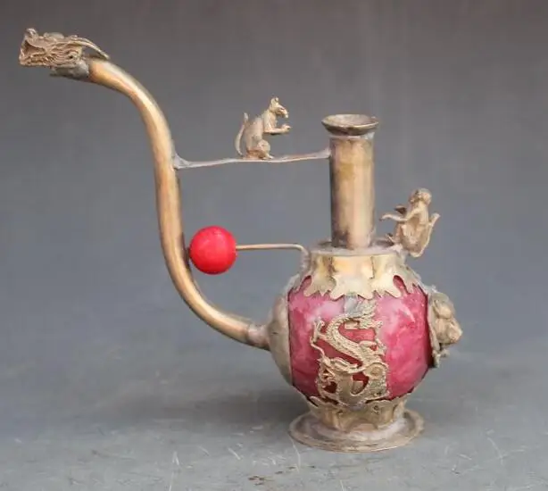 

B0601 512Antique miscellaneous Leading with agate copper Vintage cigarette holder statue